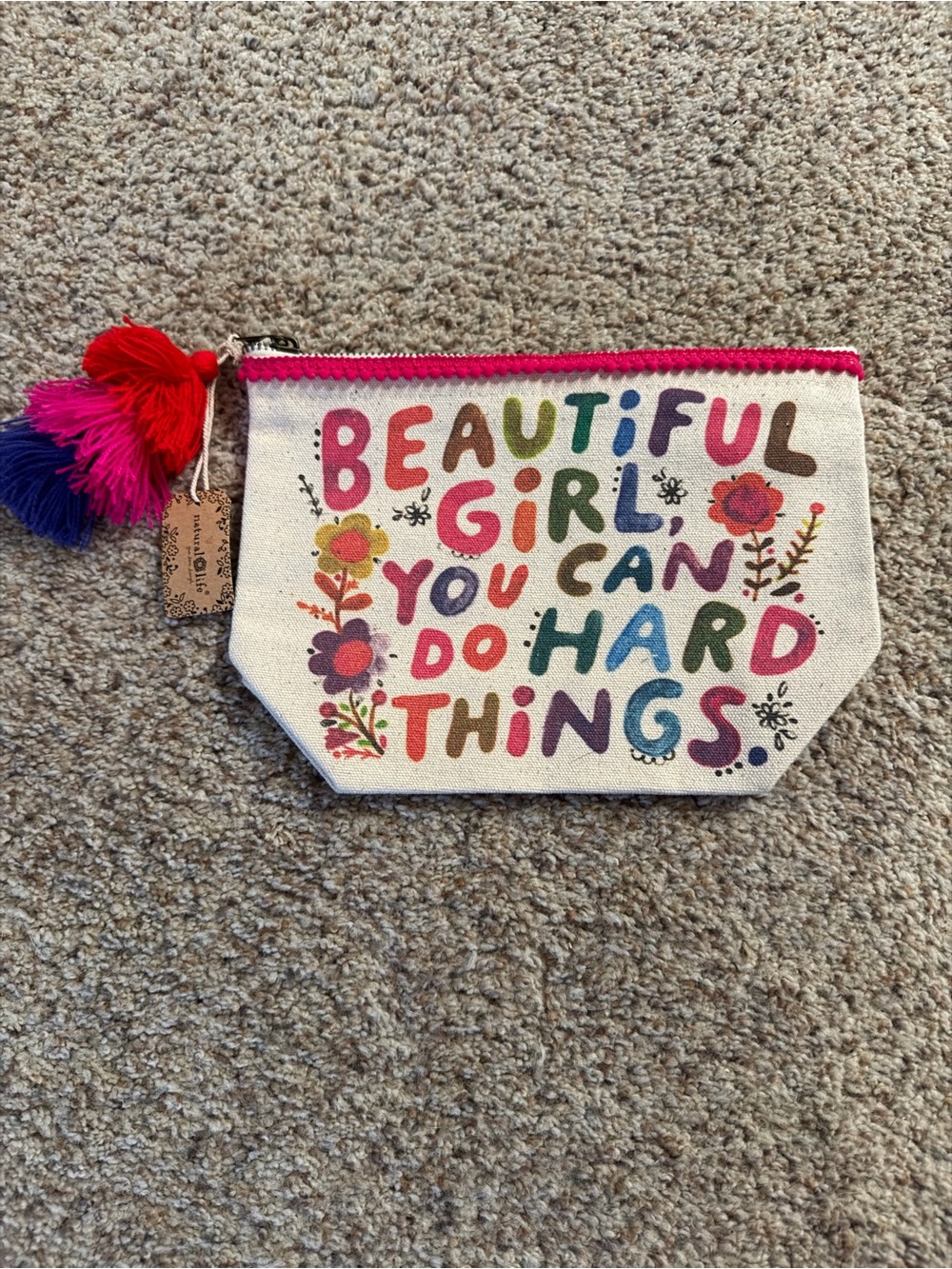 NATURAL LIFE Multicolor 'Beautiful Girl You Can Do Hard Things' Canvas Pouch